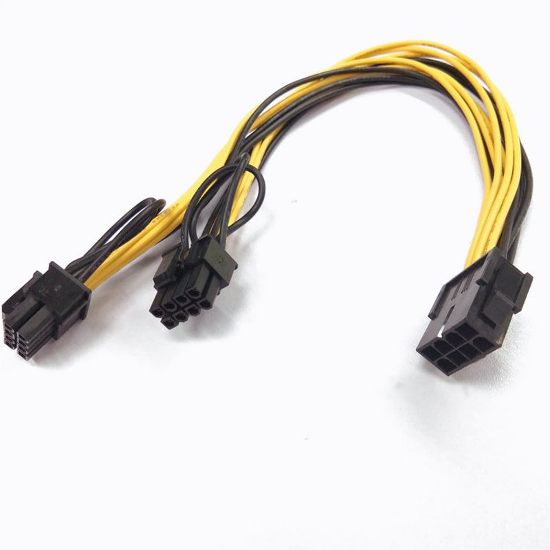 PCI-E 8-Pin to (2x) 6+2-Pin Y-Connector 20cm